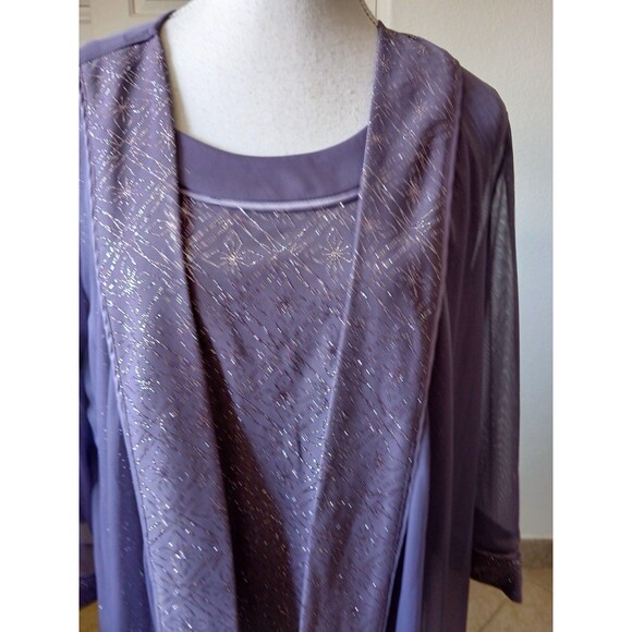 R&M Richards Women’s Open Front Jacket Attached Tank Lace Formal Purple Size 16 - Picture 5 of 16